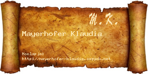 Mayerhofer Klaudia névjegykártya